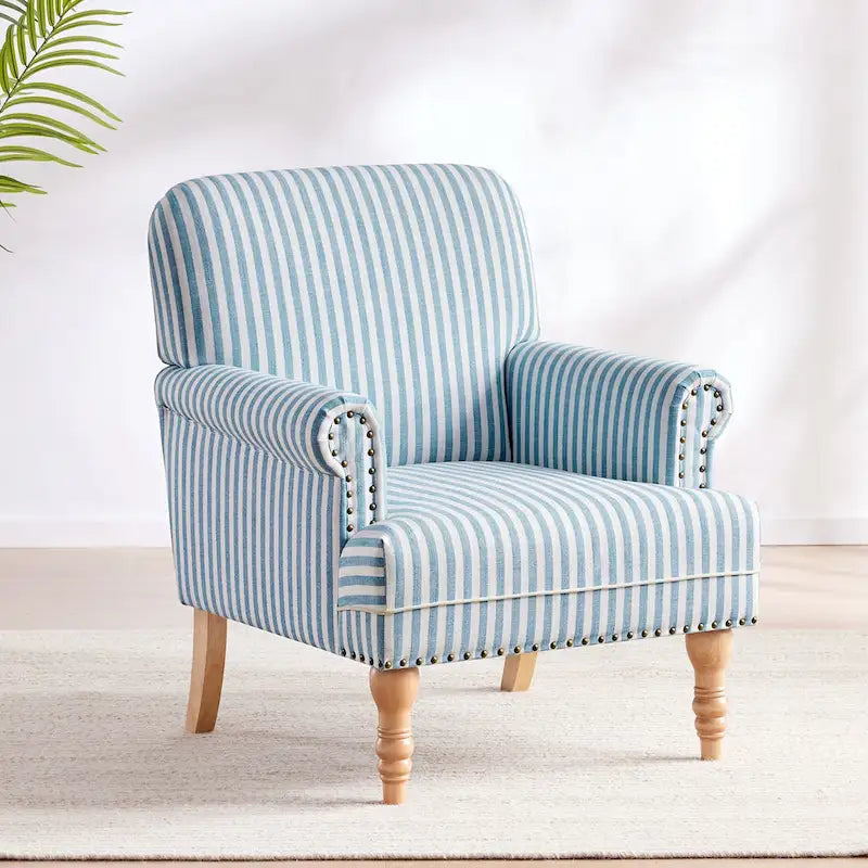 Fauteuil d'appoint avec accoudoirs roulés - Lot de 2 - Bleu/Gris/Marron
