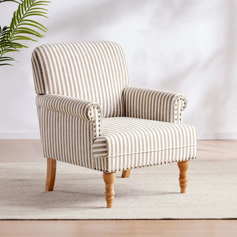 Fauteuil d'appoint avec accoudoirs roulés - Lot de 2 - Bleu/Gris/Marron