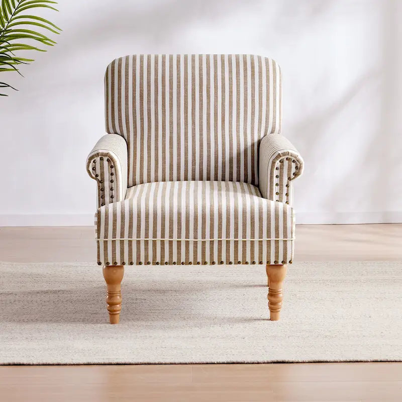 Fauteuil d'appoint avec accoudoirs roulés - Lot de 2 - Bleu/Gris/Marron
