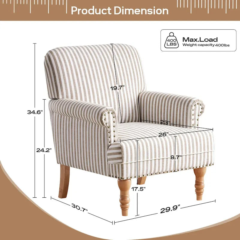 Fauteuil d'appoint avec accoudoirs roulés - Lot de 2 - Bleu/Gris/Marron