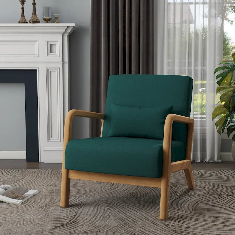 Fauteuil d'appoint rembourré Mid-Century Modern avec oreiller