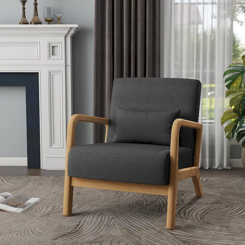 Fauteuil d'appoint rembourré Mid-Century Modern avec oreiller