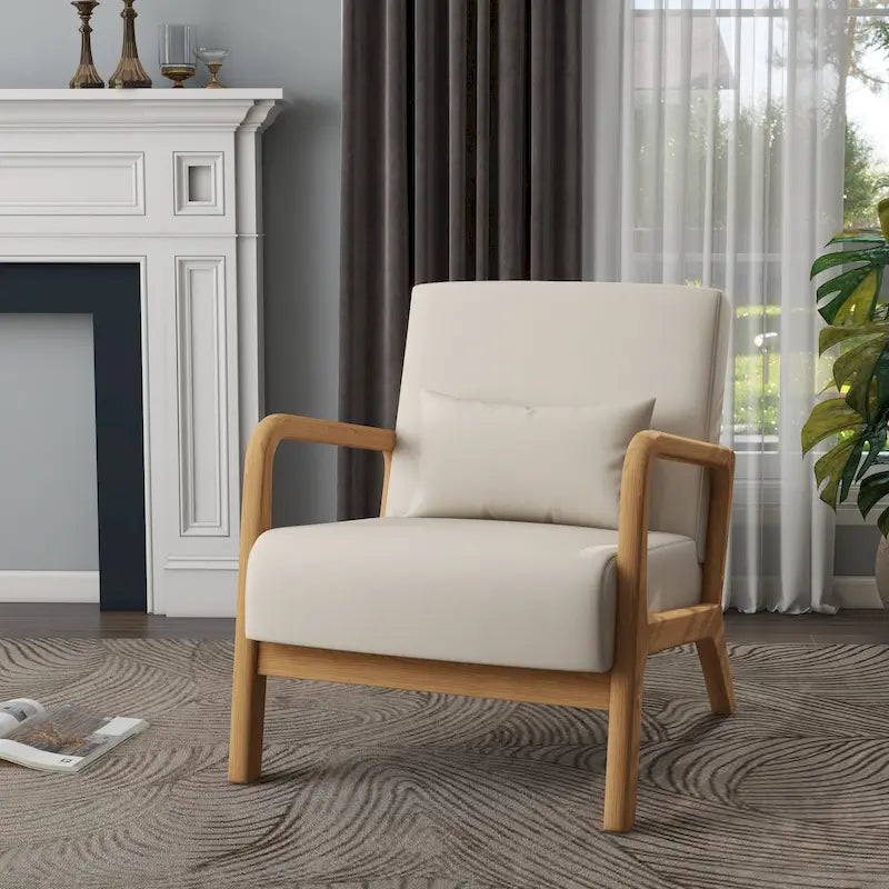 Fauteuil d'appoint rembourré Mid-Century Modern avec oreiller