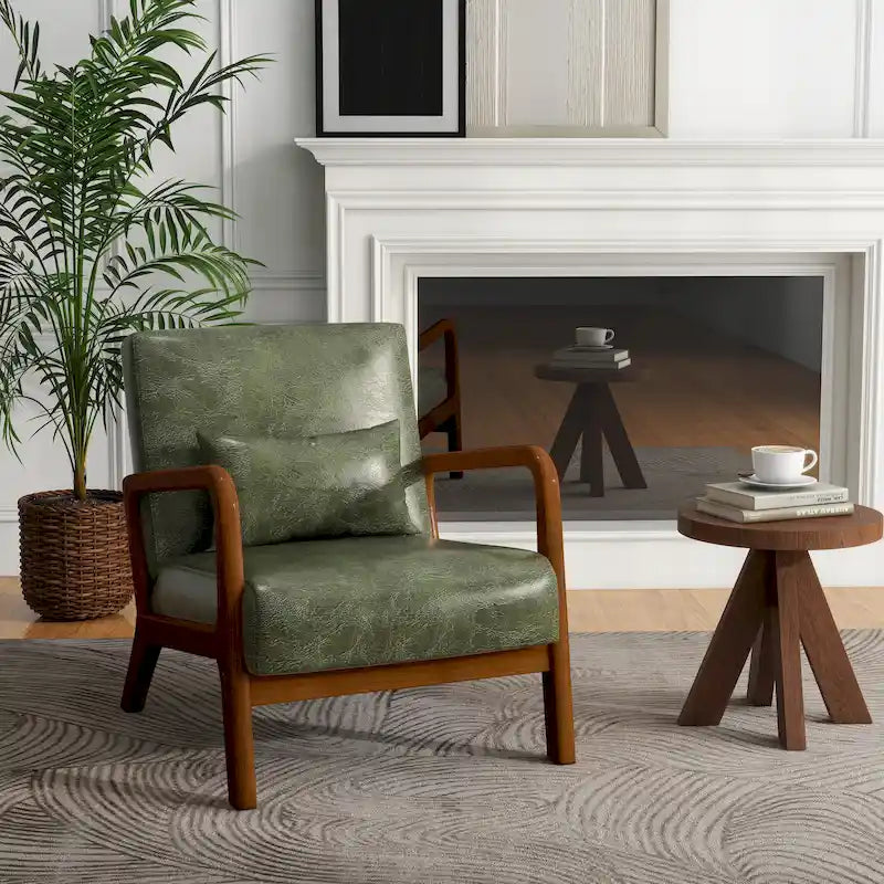 Fauteuil d'appoint rembourré Mid-Century Modern avec oreiller