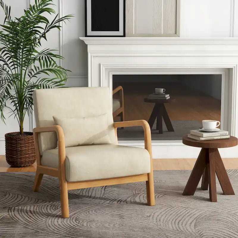 Fauteuil d'appoint rembourré Mid-Century Modern avec oreiller