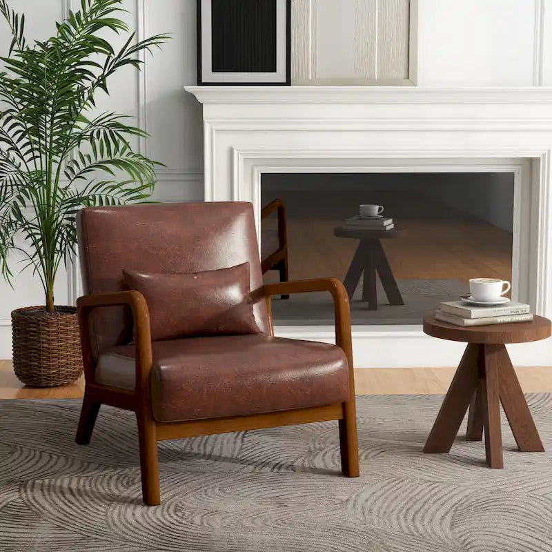 Fauteuil d'appoint rembourré Mid-Century Modern avec oreiller