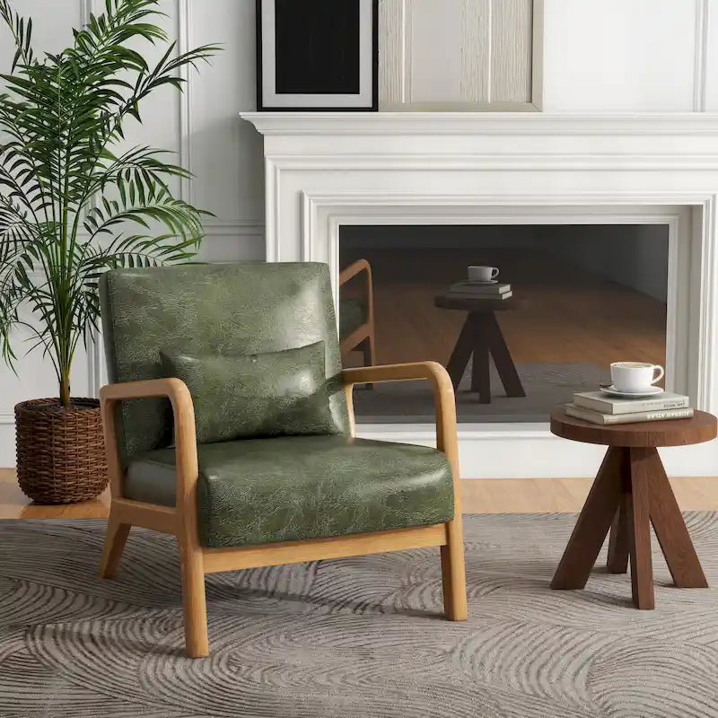 Fauteuil d'appoint rembourré Mid-Century Modern avec oreiller