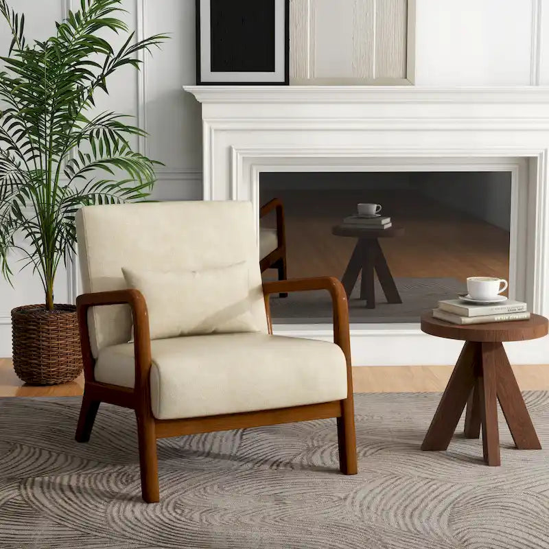 Fauteuil d'appoint rembourré Mid-Century Modern avec oreiller