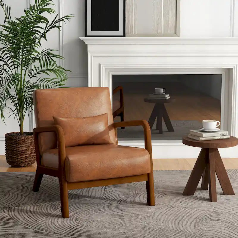 Fauteuil d'appoint rembourré Mid-Century Modern avec oreiller