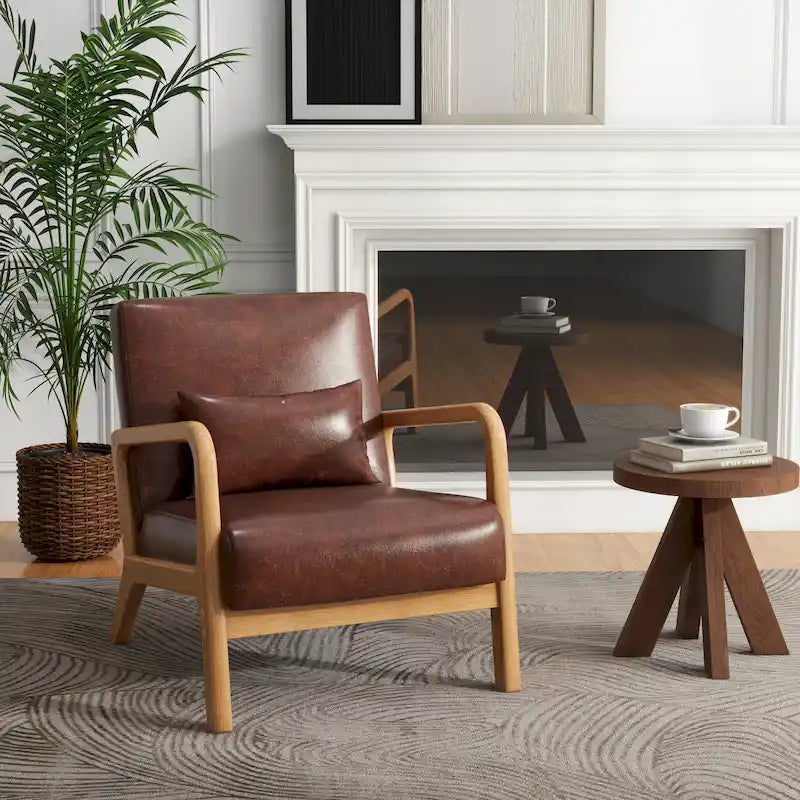Fauteuil d'appoint rembourré Mid-Century Modern avec oreiller