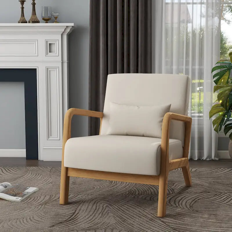 Fauteuil d'appoint rembourré Mid-Century Modern avec oreiller