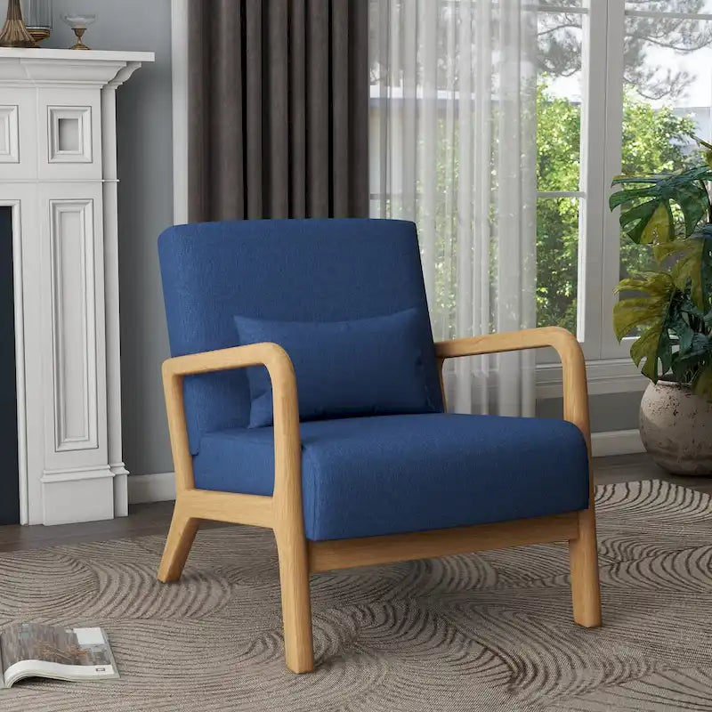 Fauteuil d'appoint rembourré Mid-Century Modern avec oreiller