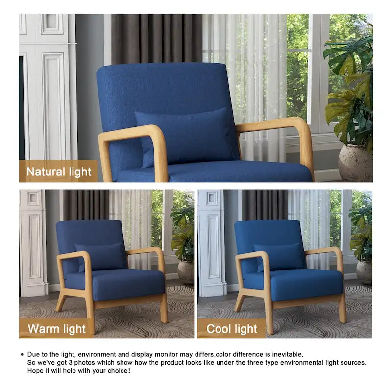 Fauteuil d'appoint rembourré Mid-Century Modern avec oreiller