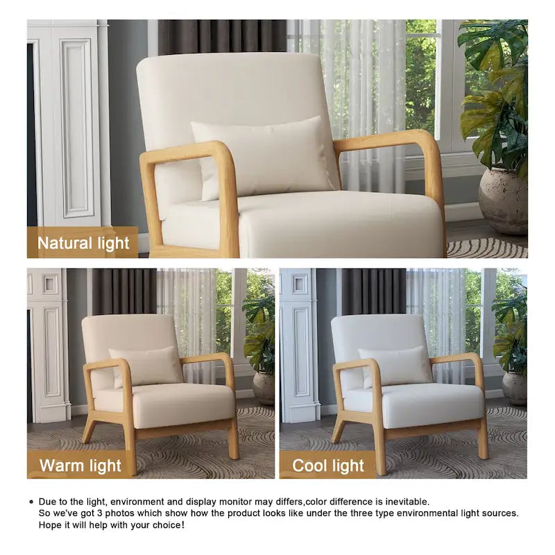 Fauteuil d'appoint rembourré Mid-Century Modern avec oreiller