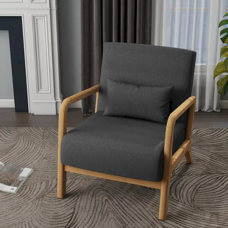 Fauteuil d'appoint rembourré Mid-Century Modern avec oreiller