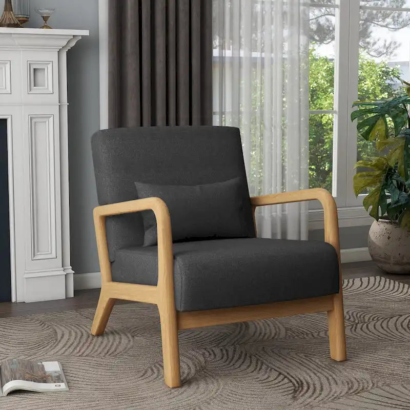 Fauteuil d'appoint rembourré Mid-Century Modern avec oreiller