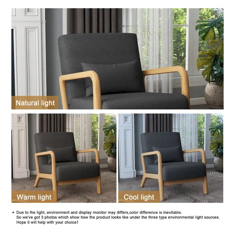 Fauteuil d'appoint rembourré Mid-Century Modern avec oreiller