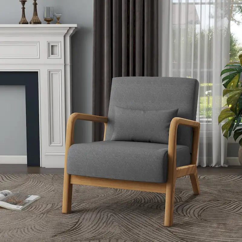 Fauteuil d'appoint rembourré Mid-Century Modern avec oreiller