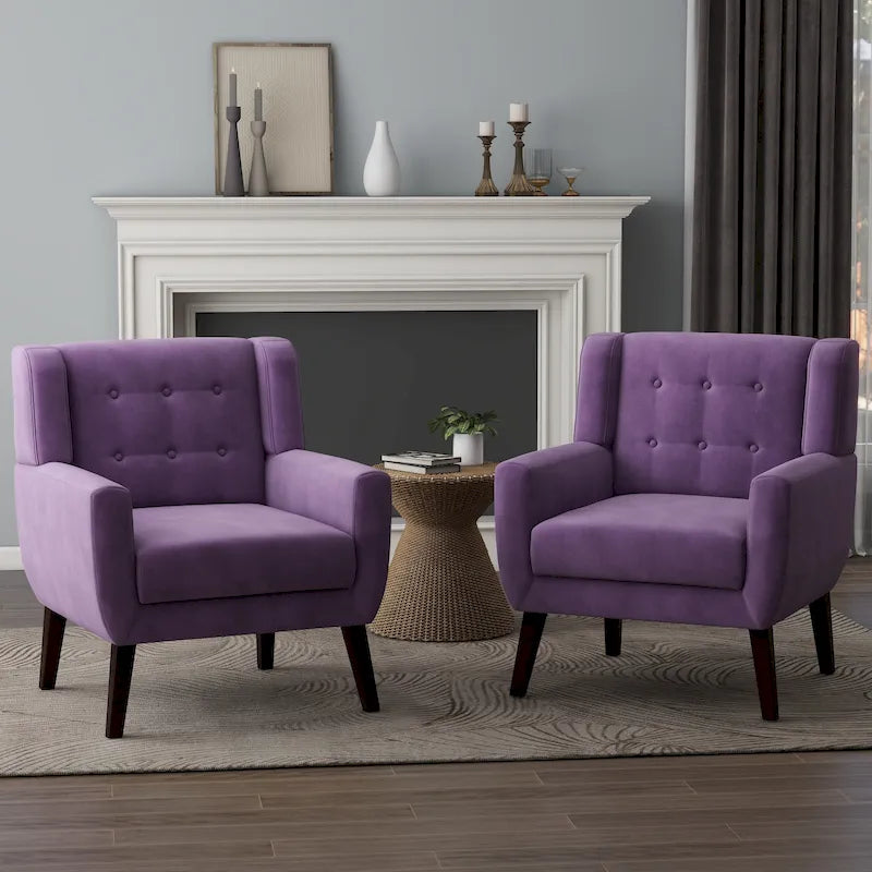 Fauteuils d'appoint capitonnés en velours, lot de 2