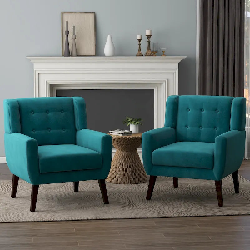 Fauteuils d'appoint capitonnés en velours, lot de 2