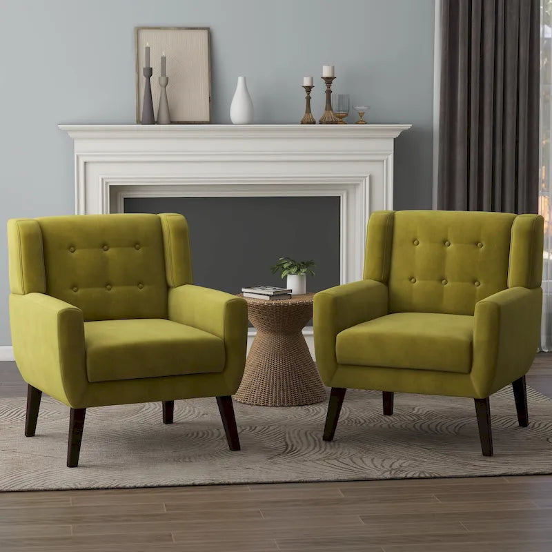 Fauteuils d'appoint capitonnés en velours, lot de 2
