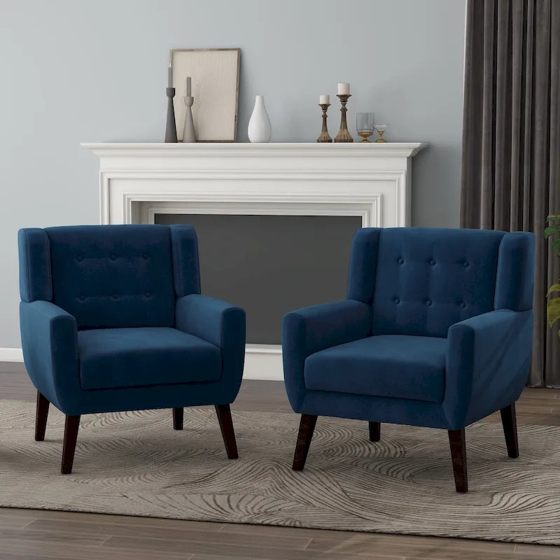 Fauteuils d'appoint capitonnés en velours, lot de 2