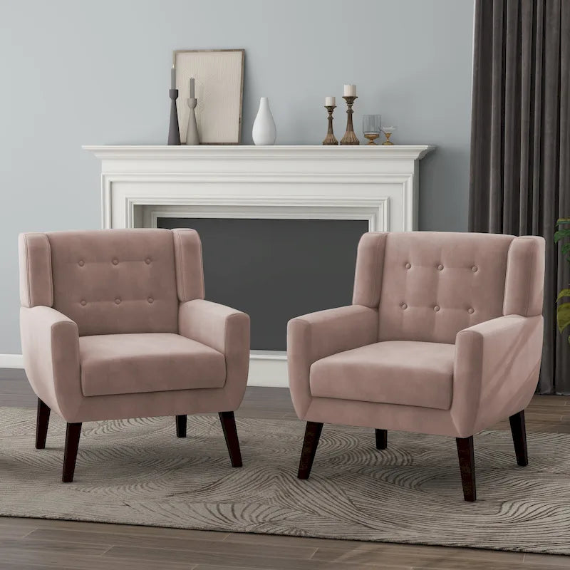 Fauteuils d'appoint capitonnés en velours, lot de 2