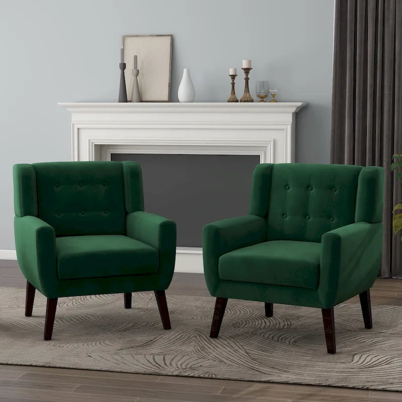 Fauteuils d'appoint capitonnés en velours, lot de 2