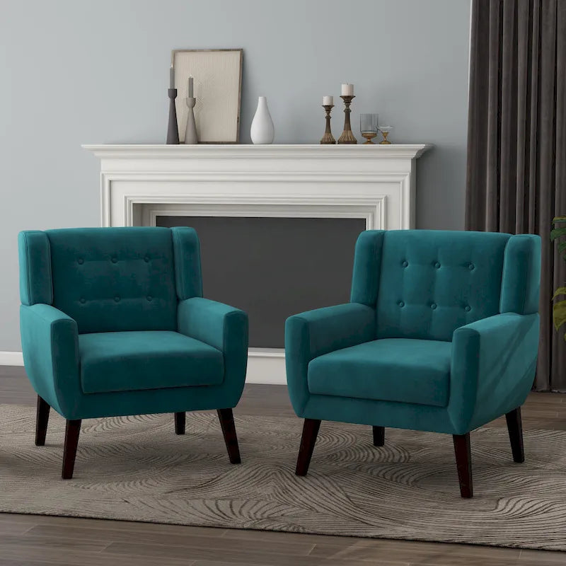 Fauteuils d'appoint capitonnés en velours, lot de 2