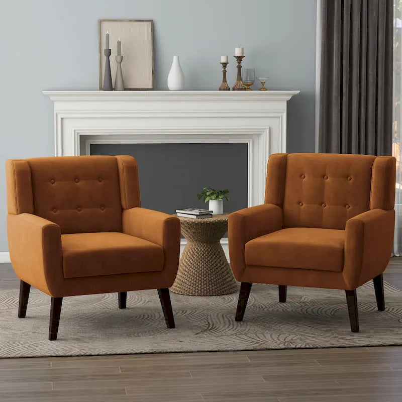 Fauteuils d'appoint capitonnés en velours, lot de 2