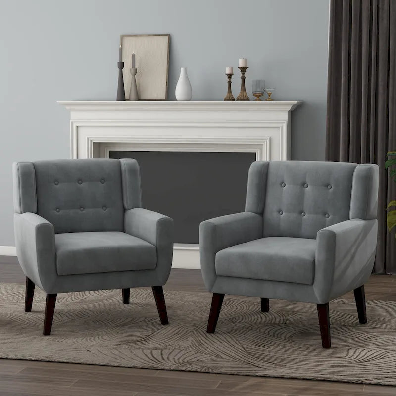 Fauteuils d'appoint capitonnés en velours, lot de 2