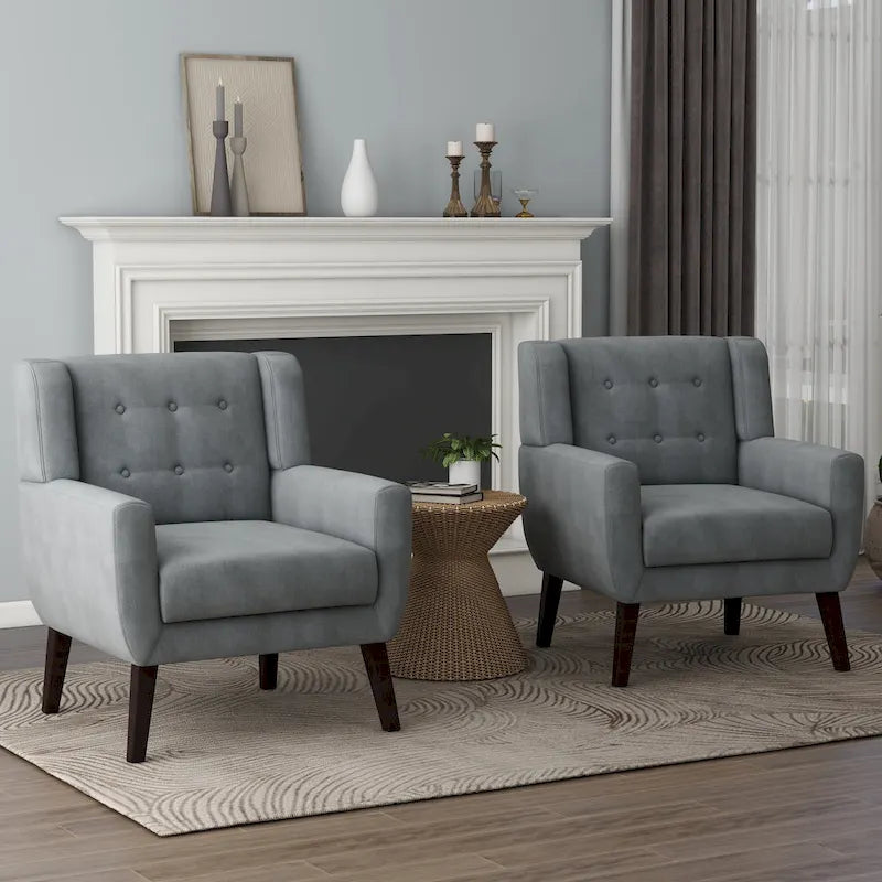 Fauteuils d'appoint capitonnés en velours, lot de 2