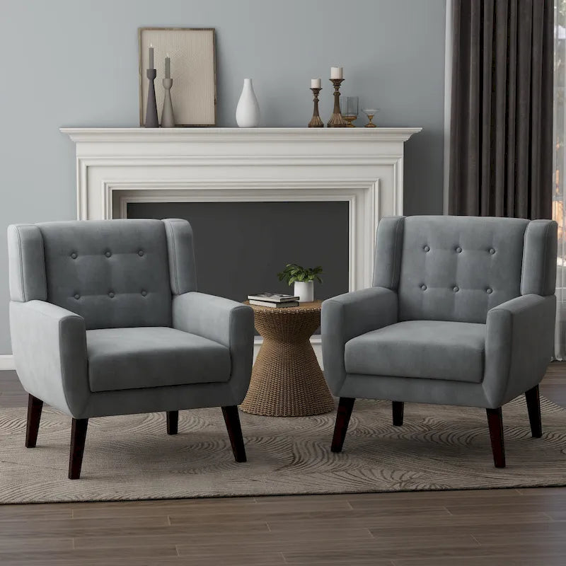 Fauteuils d'appoint capitonnés en velours, lot de 2