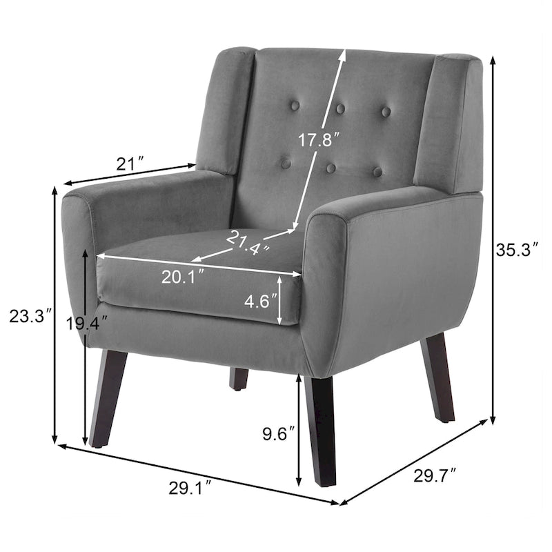 Fauteuils d'appoint capitonnés en velours, lot de 2
