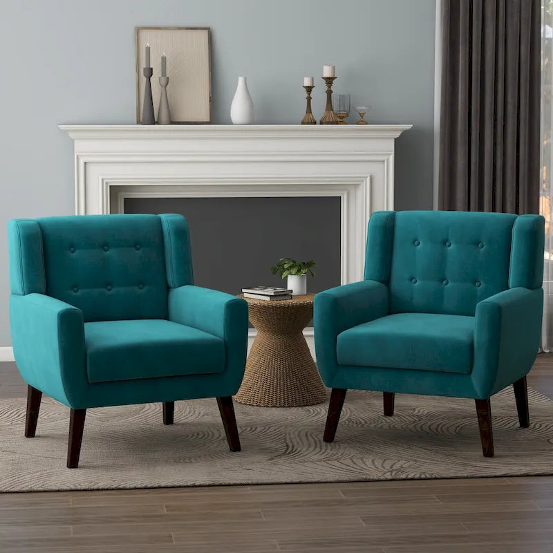 Fauteuils d'appoint capitonnés en velours, lot de 2