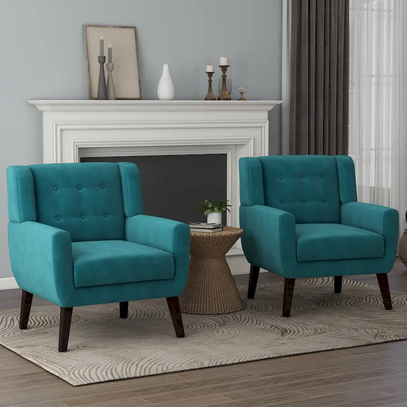 Fauteuils d'appoint capitonnés en velours, lot de 2