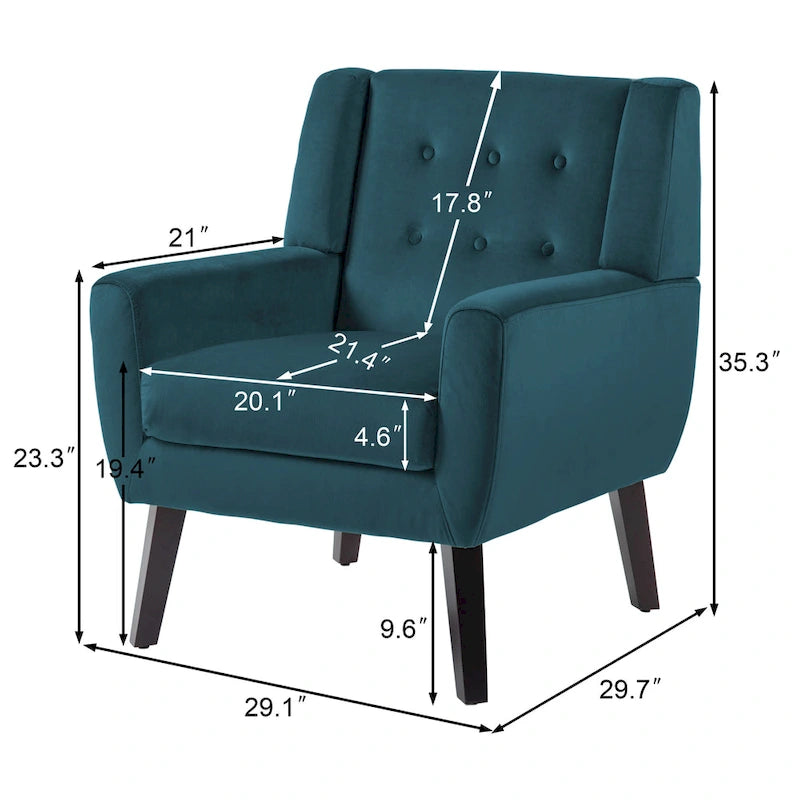 Fauteuils d'appoint capitonnés en velours, lot de 2