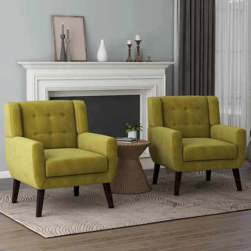 Fauteuils d'appoint capitonnés en velours, lot de 2