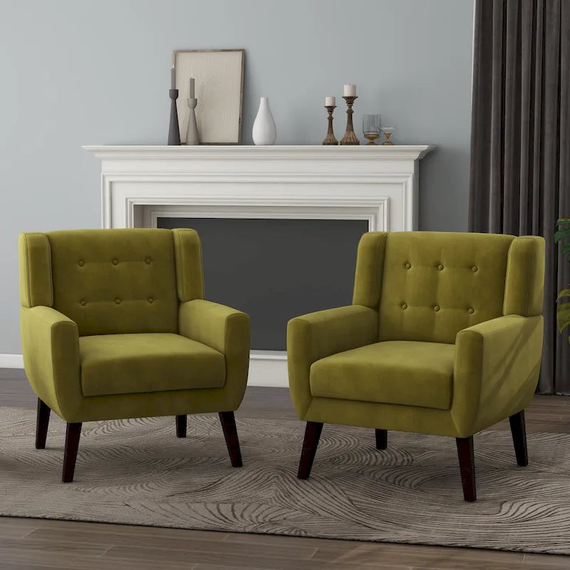 Fauteuils d'appoint capitonnés en velours, lot de 2