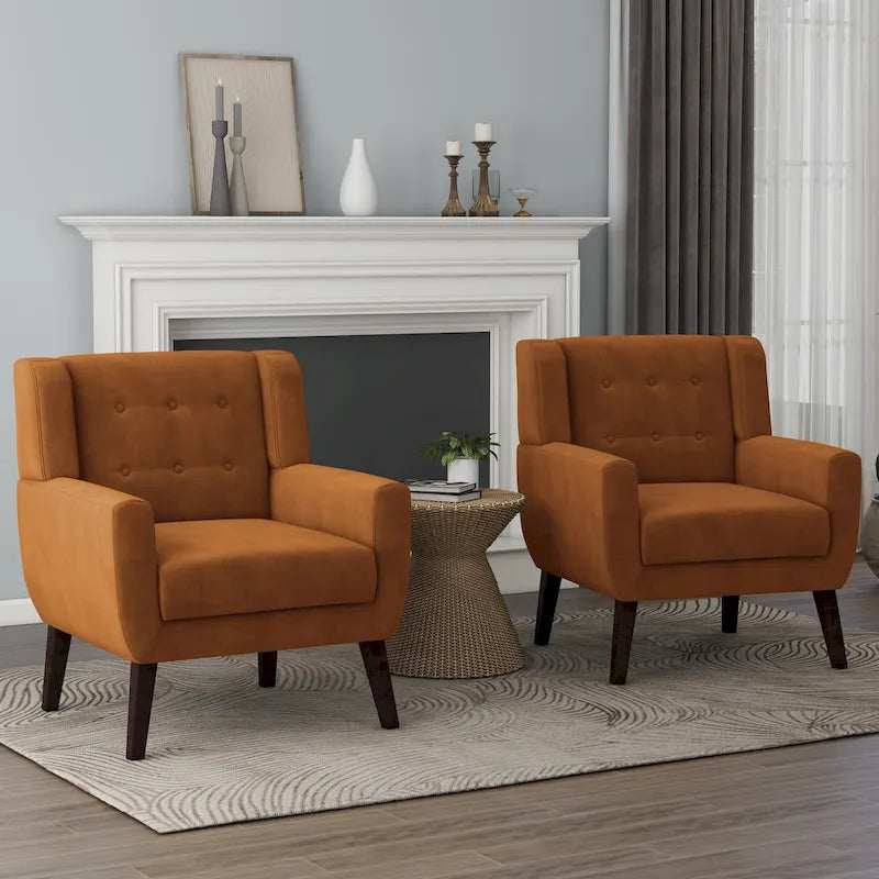 Fauteuils d'appoint capitonnés en velours, lot de 2