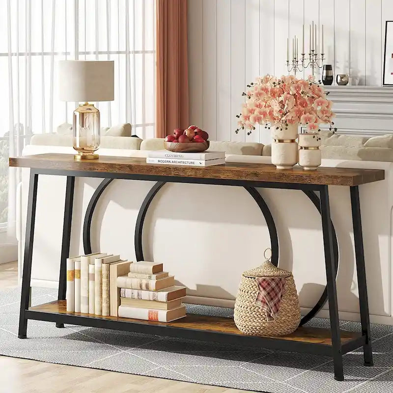 Table console de canapé de 70,9 pouces avec rangement pour entrée, couloir, salon derrière le canapé