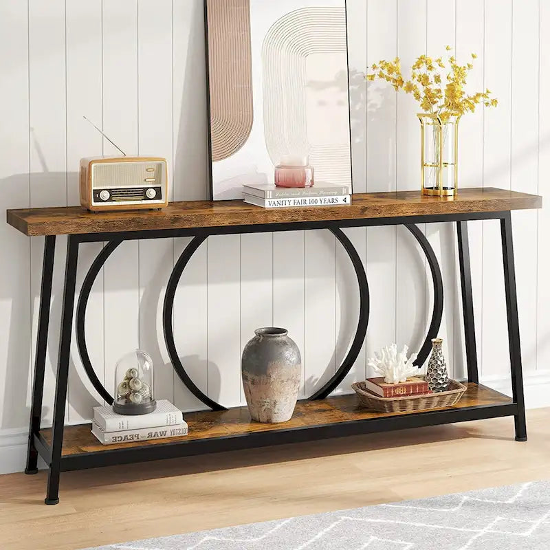 Table console de canapé de 70,9 pouces avec rangement pour entrée, couloir, salon derrière le canapé