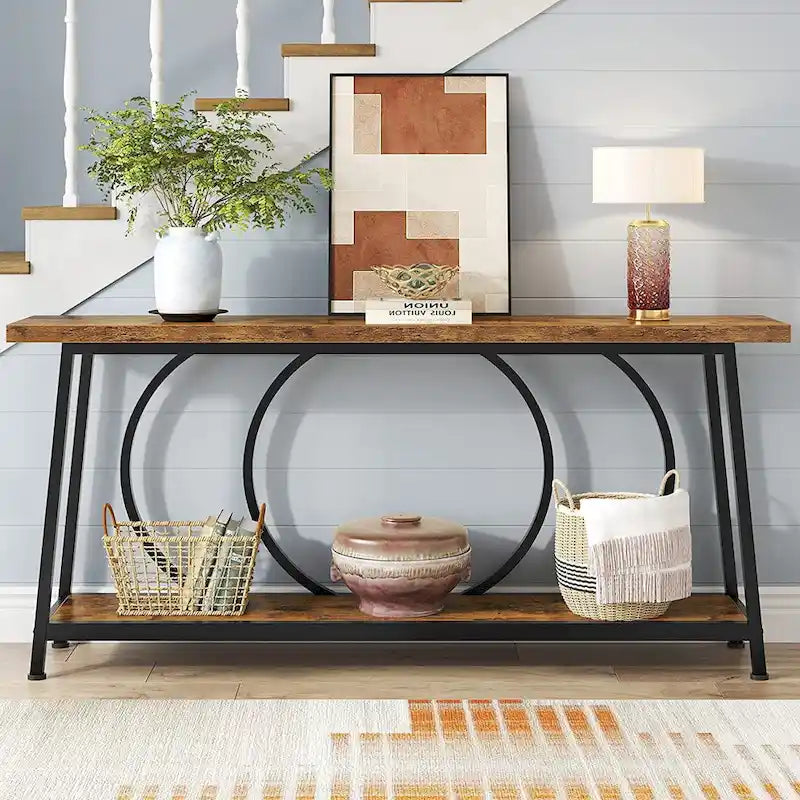 Table console de canapé de 70,9 pouces avec rangement pour entrée, couloir, salon derrière le canapé