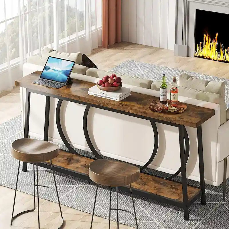 Table console de canapé de 70,9 pouces avec rangement pour entrée, couloir, salon derrière le canapé