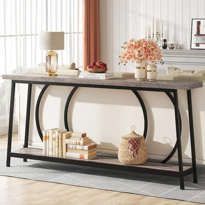 Table console de canapé de 70,9 pouces avec rangement pour entrée, couloir, salon derrière le canapé