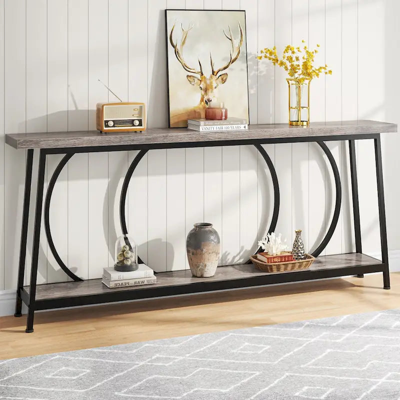 Table console de canapé de 70,9 pouces avec rangement pour entrée, couloir, salon derrière le canapé