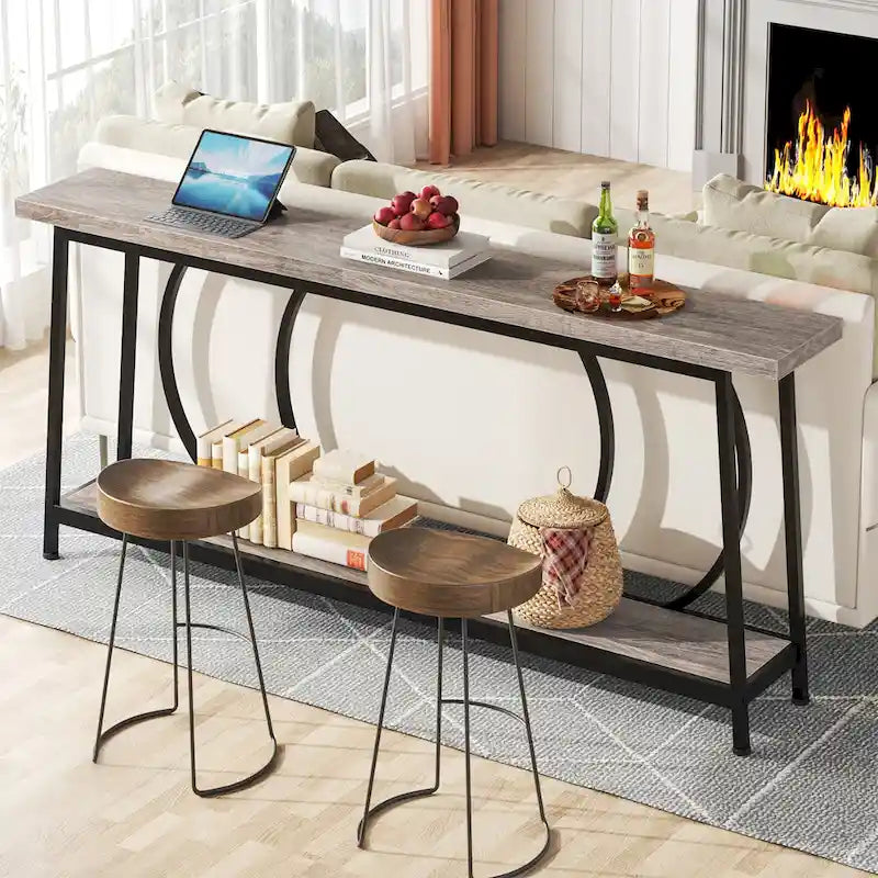 Table console de canapé de 70,9 pouces avec rangement pour entrée, couloir, salon derrière le canapé