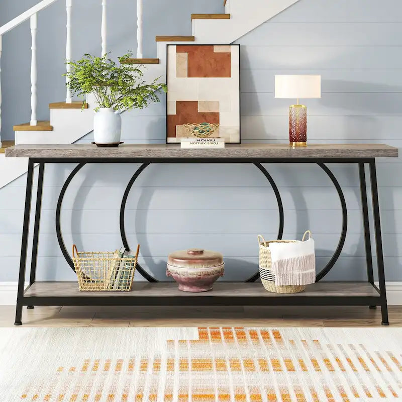 Table console de canapé de 70,9 pouces avec rangement pour entrée, couloir, salon derrière le canapé