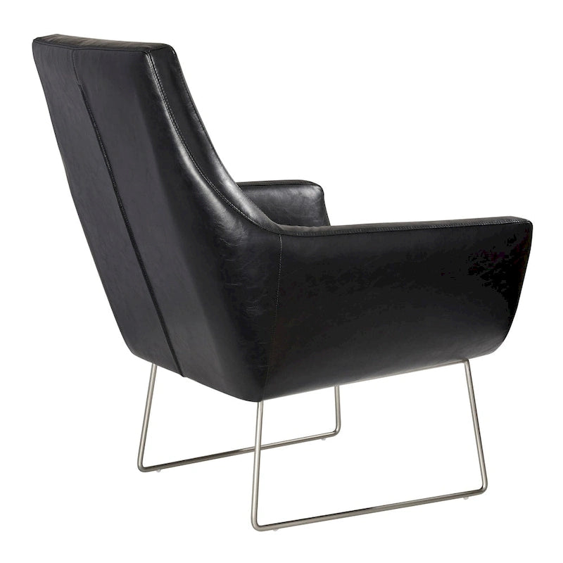 Chaise en cuir vieilli noir ou camel