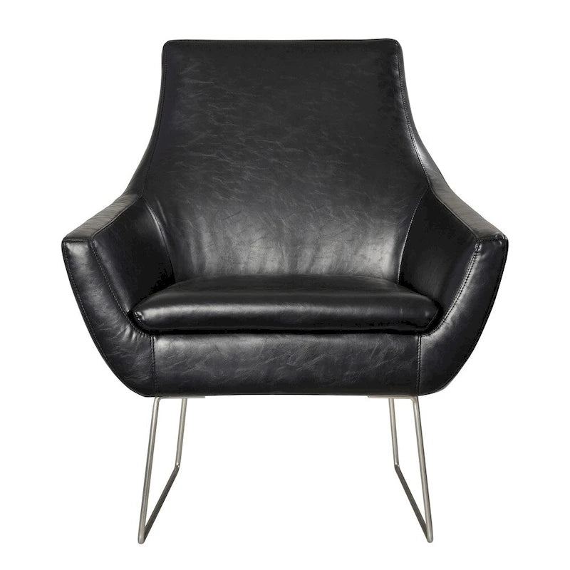 Chaise en cuir vieilli noir ou camel